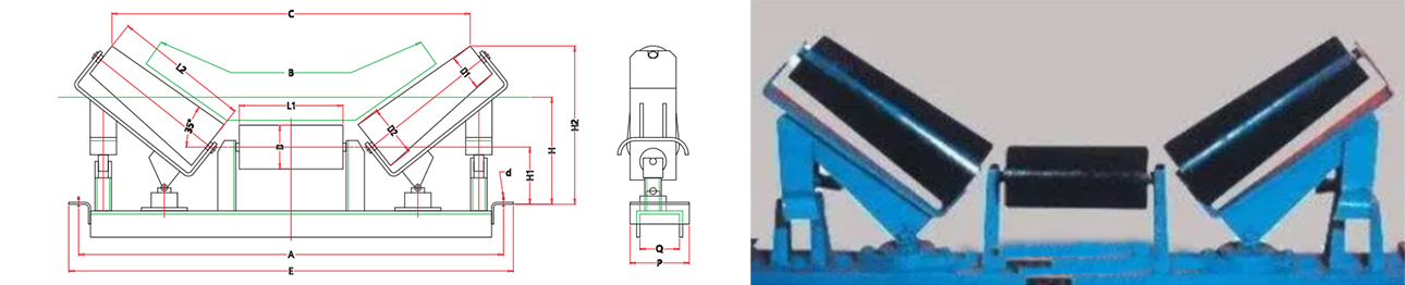 Carrying Taper Self-Aligning Idler with Bracket Carrying Taper Self-Aligning Idler with Bracket