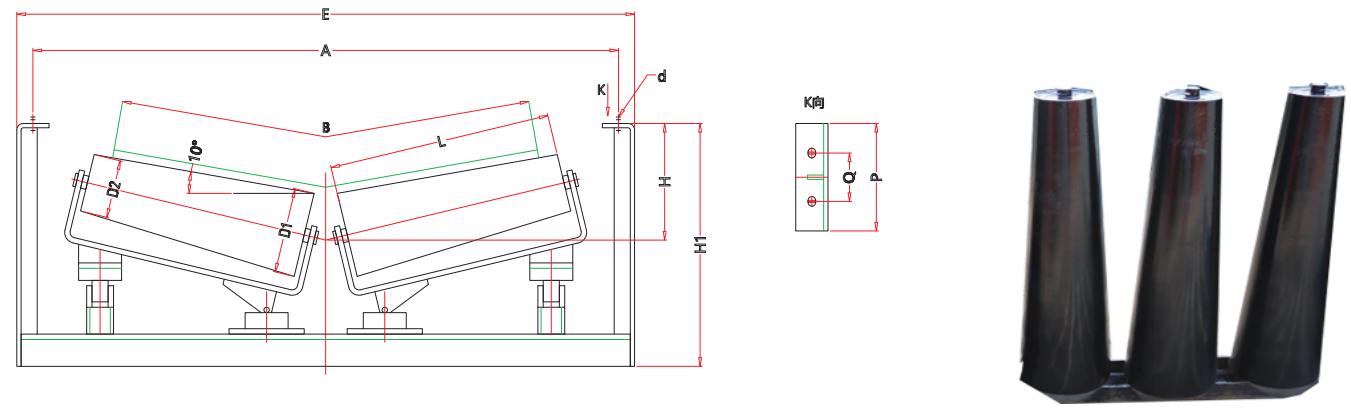 Return Taper Self-Aligning Idler with Bracket