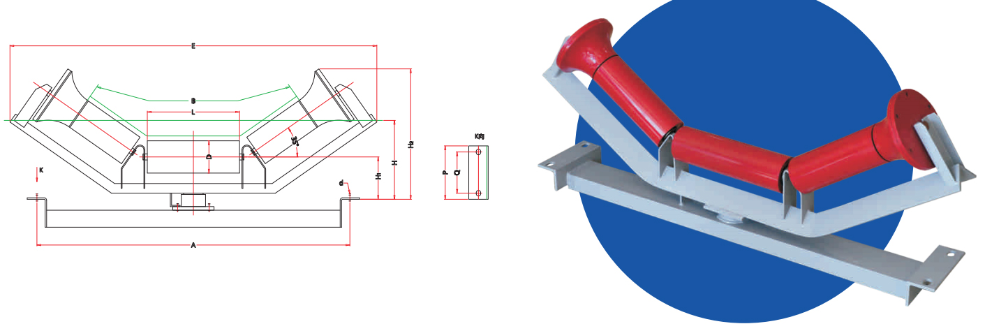 Upper Friction Self-Aligning Roller with Bracket