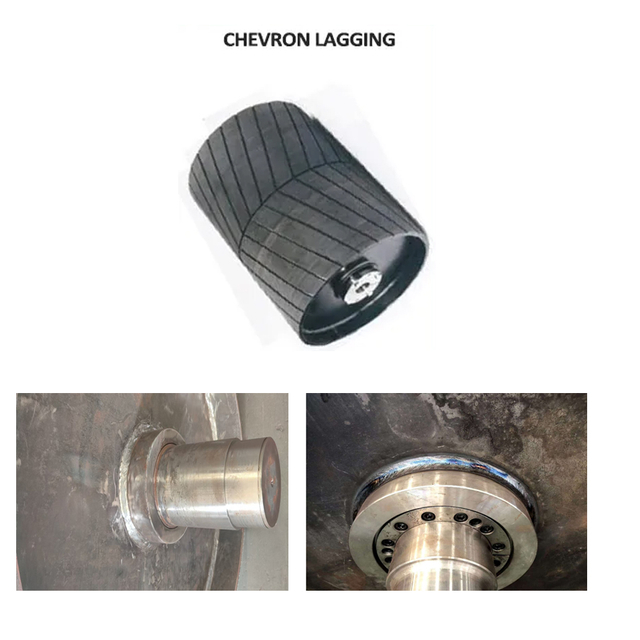 Conveyor Belt Pulley with Herringbone Chevron Rubber Lagging